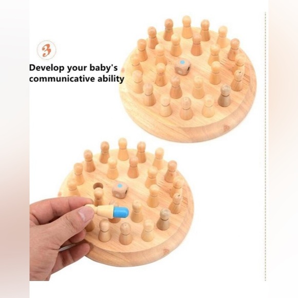 WOODEN COLOR MEMORY Chess MATCH PUZZLE BOARD TOY - Picture 3 of 16